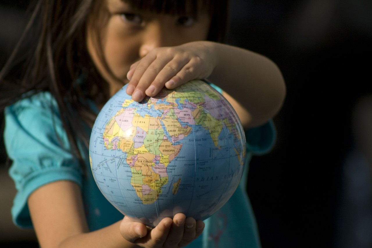 Girl and globe